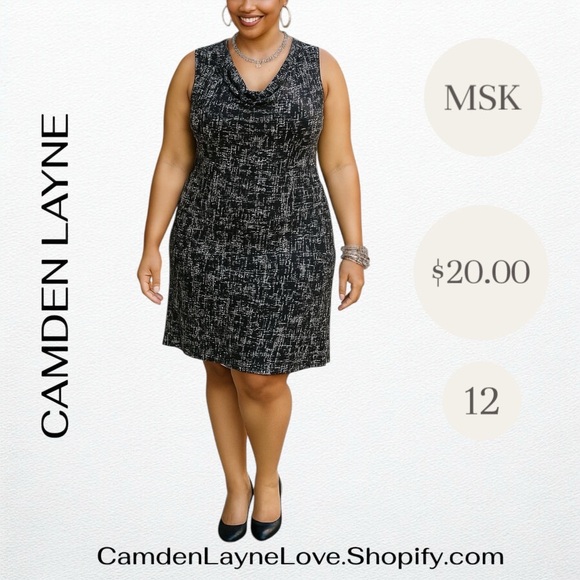 MSK Dresses & Skirts - MSK Black and White Cowl Neck Sheath Dress